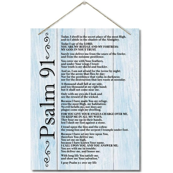 Psalms 91 Inspirational Metal Art Signs, Psalms 12 X 8 Inch