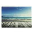 thumbnail image 1 of Rustic Wood Cutting Board, Weathered Beach and Wavy Ocean Photography Summer Season Holiday Image, Decorative Tempered Glass Cutting and Serving Board, in 3 Sizes, by Ambesonne, 1 of 2