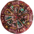 thumbnail image 2 of Monebena Round Floor Pillow Cushion Pleated Throw Pillows Boho Printed Accent Pumpkin Decorative Throw Pillows with Button Cotton Linen Pillow Cushion for Sofa Couch Vanity Chair Bed Diameter 14", 2 of 10