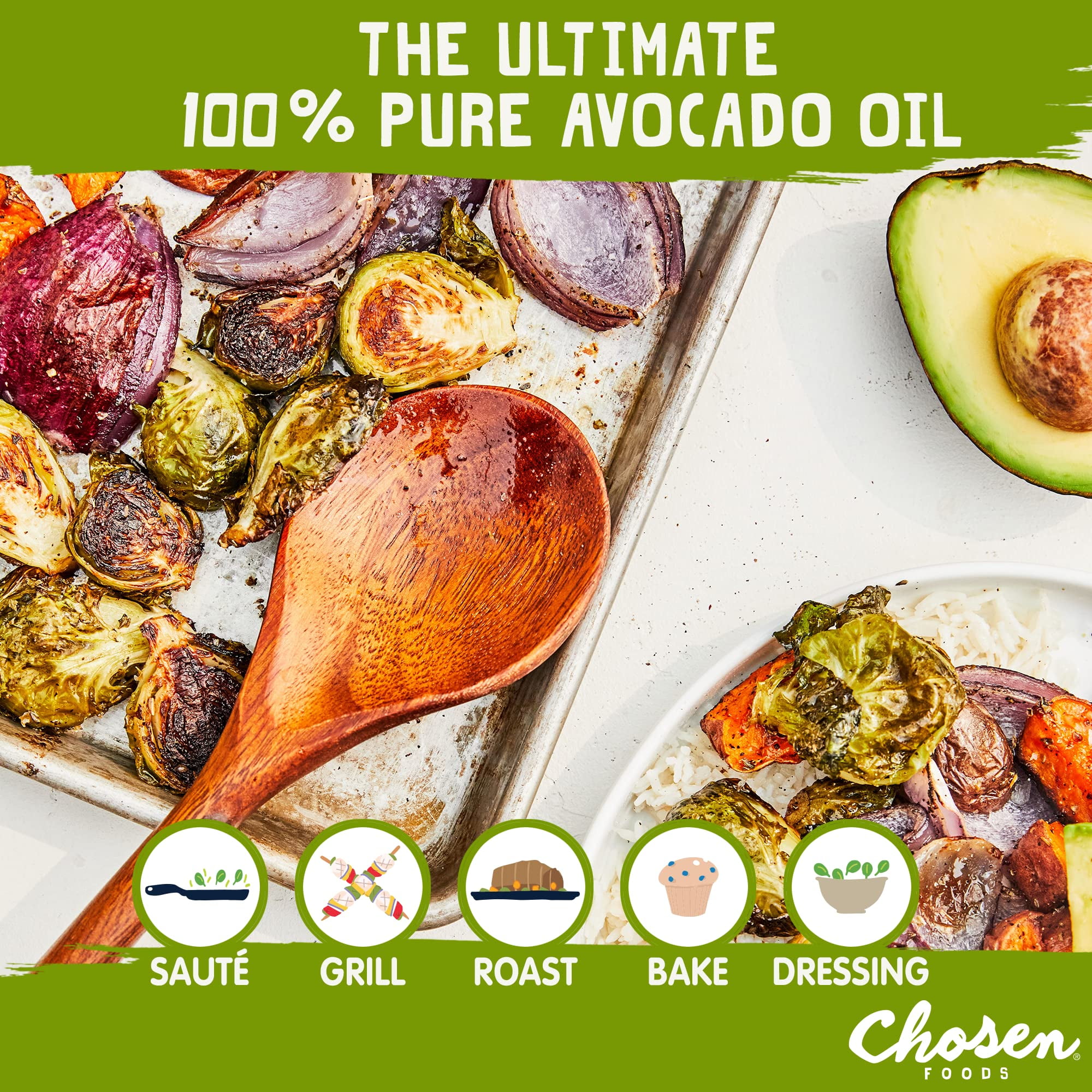 Chosen Foods 100% Pure Avocado Oil, Keto and Paleo Diet Friendly, Kosher Oil for Baking, High-Heat Cooking, Frying, Homemade Sauces, Dressings and Marinades (1.75 liters)