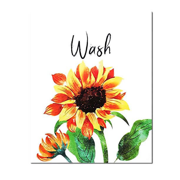 Yuarrent Planta de acuarela Girasoles Flores Impresiones decorativas Lona impermeable Núcleo Ornamento Coleccionables Corredor Decoración del hogar lavar la flor Yuarrent HA061613-02B