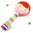 thumbnail image 1 of Sonajero en forma de tambor pintado a mano, juguete de madera de doble cara para niños, tambor de mano ZefeiWu 8390615064163, 1 of 1