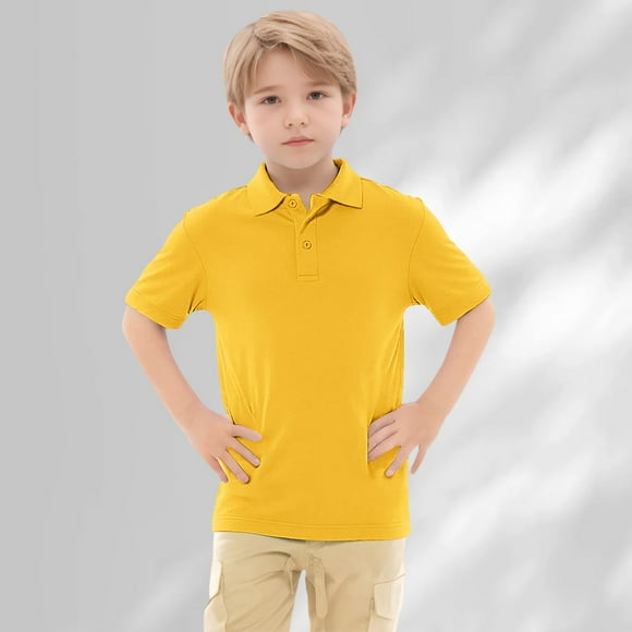 Teen Boys' Polo Shirts Yellow Collar Shirt Rugby Shirts Short Sleeve Polo 14-15 Years Summer Clothes