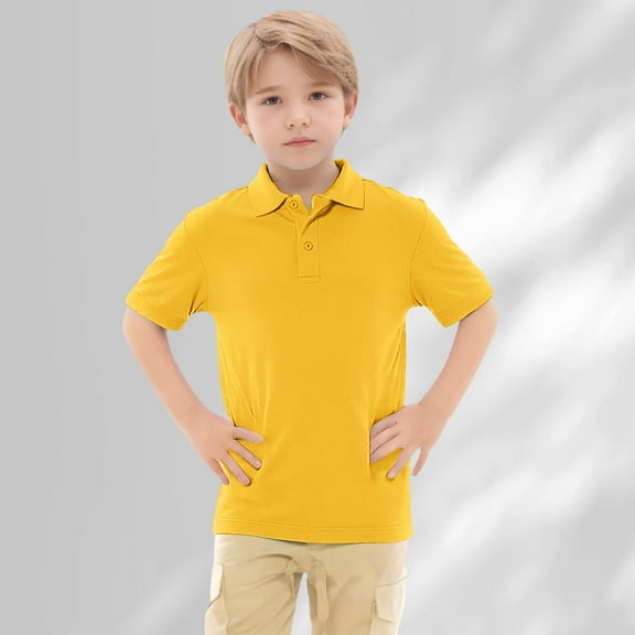 SNKSDGM Boys Dress Shirts Short Sleeve Easter Teen Boys Girls Short Sleeve Summer Casual Solid Gentleman Tops Kids Holiday Shirts T Shirt 12-13 Years