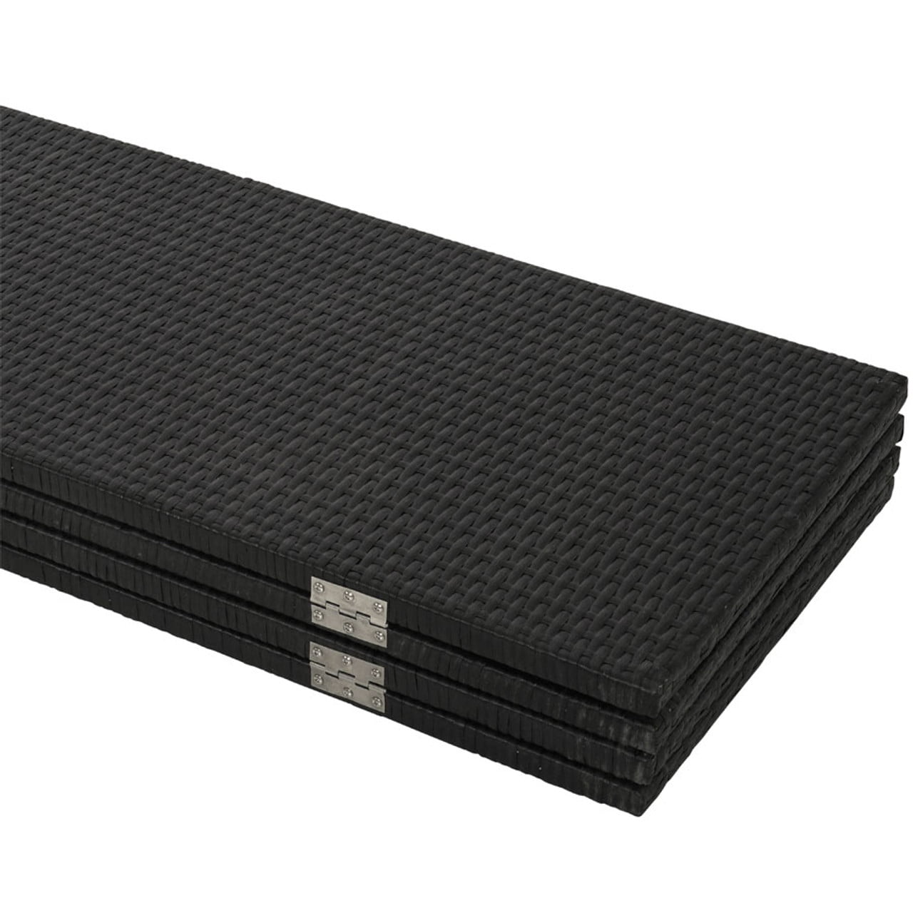 3 Panels Patio Outdoor Privacy Screen Room Divider Resin Wicker Weather Resistant Black Color