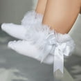 thumbnail image 2 of Toddler Baby Girls Princess Bowknot Frilly Trim Socks Cotton Ruffle Socks, 2 of 4