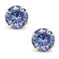thumbnail image 2 of Gem Stone King 18K Yellow Gold Plated Silver Stud Earrings for Women Men Persian Blue Round Moissanite (1.60 Cttw), 2 of 5