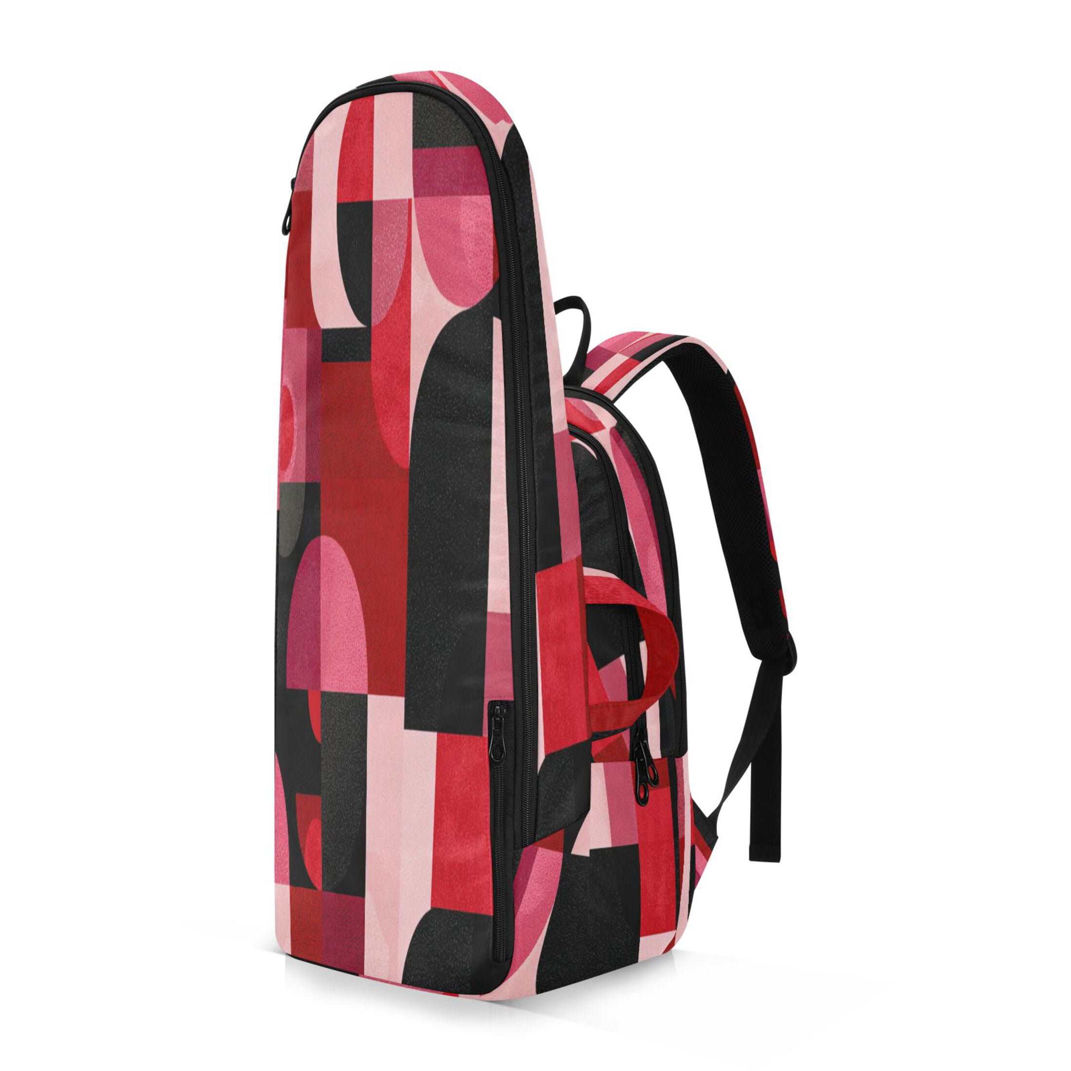 2 Racquet Holder Tennis Backpack Tennis Racket Covers Gym Bags Red and Black Record Pattern