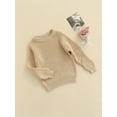 thumbnail image 3 of Qiylii Girls Solid Color Sweater, Long Sleeve O-Neck Knit Pullover Tops,1-6Year, 3 of 8