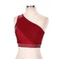 thumbnail image 4 of Eandarui Women Shiny Lyrical Dance Top One Shoulder Crop Top Lady Modern Contemporary Dancewear Burgundy L, 4 of 6