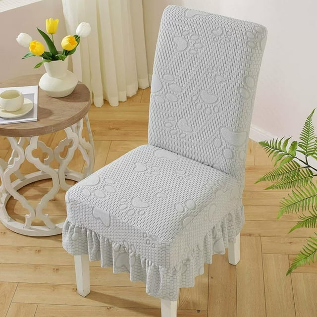 Funda de Silla de Punto Elástico con Diseño de Pata de Gato | Protector de Asiento y Respaldo de Franela Jacquard Elástica Gruesa | Funda Antideslizante para Silla de Comedor para Todo Tipo de Clima