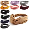 thumbnail image 2 of Women Headband Knotted Solid Color Good Elasticity Hairband Headwrap with Buttons for Face Cover, 2 of 7