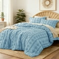 thumbnail image 4 of U by Bedsure Tufted Boho Comforter Set, 3 Pieces Farmhouse Shabby Chic Embroidery Bed Set, Soft Jacquard Comforter for All Seasons,Queen,Winter Sky, 4 of 6