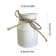 thumbnail image 3 of Jarrón de hojalata galvanizada con lazo, cubo floral blanco rústico para decoración del hogar, regalo del Día de San Valentín, 13x9.5x8 cm, 3 of 6