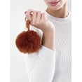 thumbnail image 2 of Refillable Fluffy Large Pom Pom Keychain Hand Sanitizer Holder - Clips on Backpack or Purse (Rust), 2 of 4