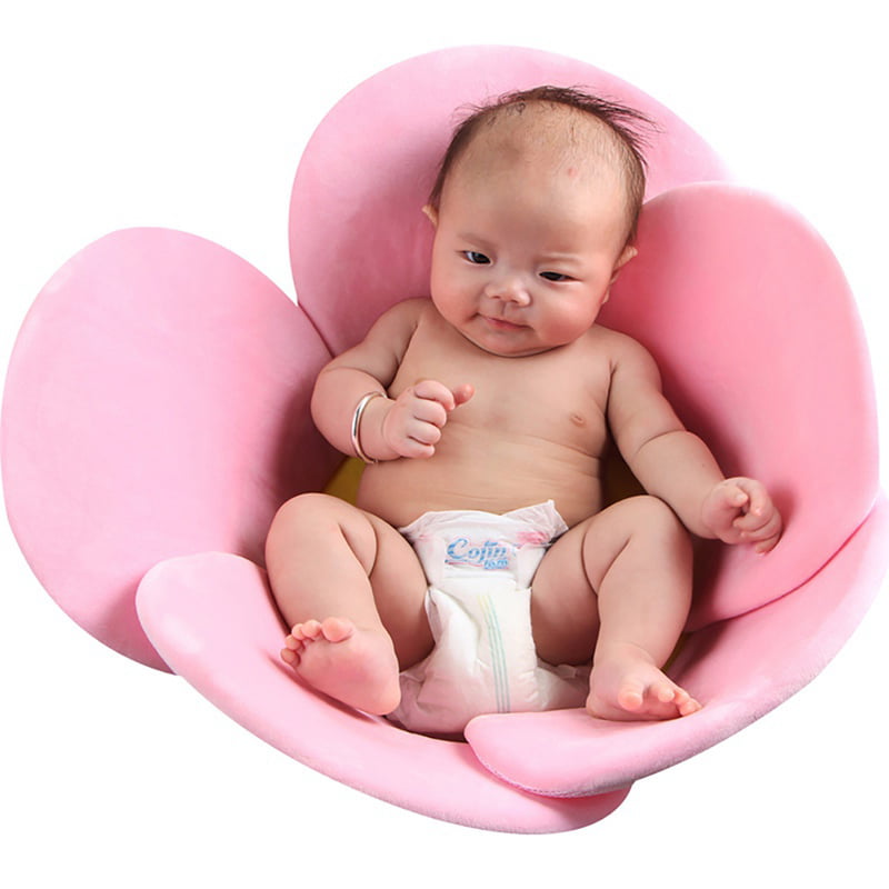 Baby Bath Tub Toddler Safety Foldable Soft Flower Petal Bathtub Pad Support Mat 