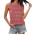 thumbnail image 2 of Pounoo Débardeurs pour Femmes Imprimé Tropical Sans Manches Col Rond Coupe Ample Respirant Extensible Pulls Décontractés Blouses Quotidiennes Style Vacances Cadeau, 2 of 6