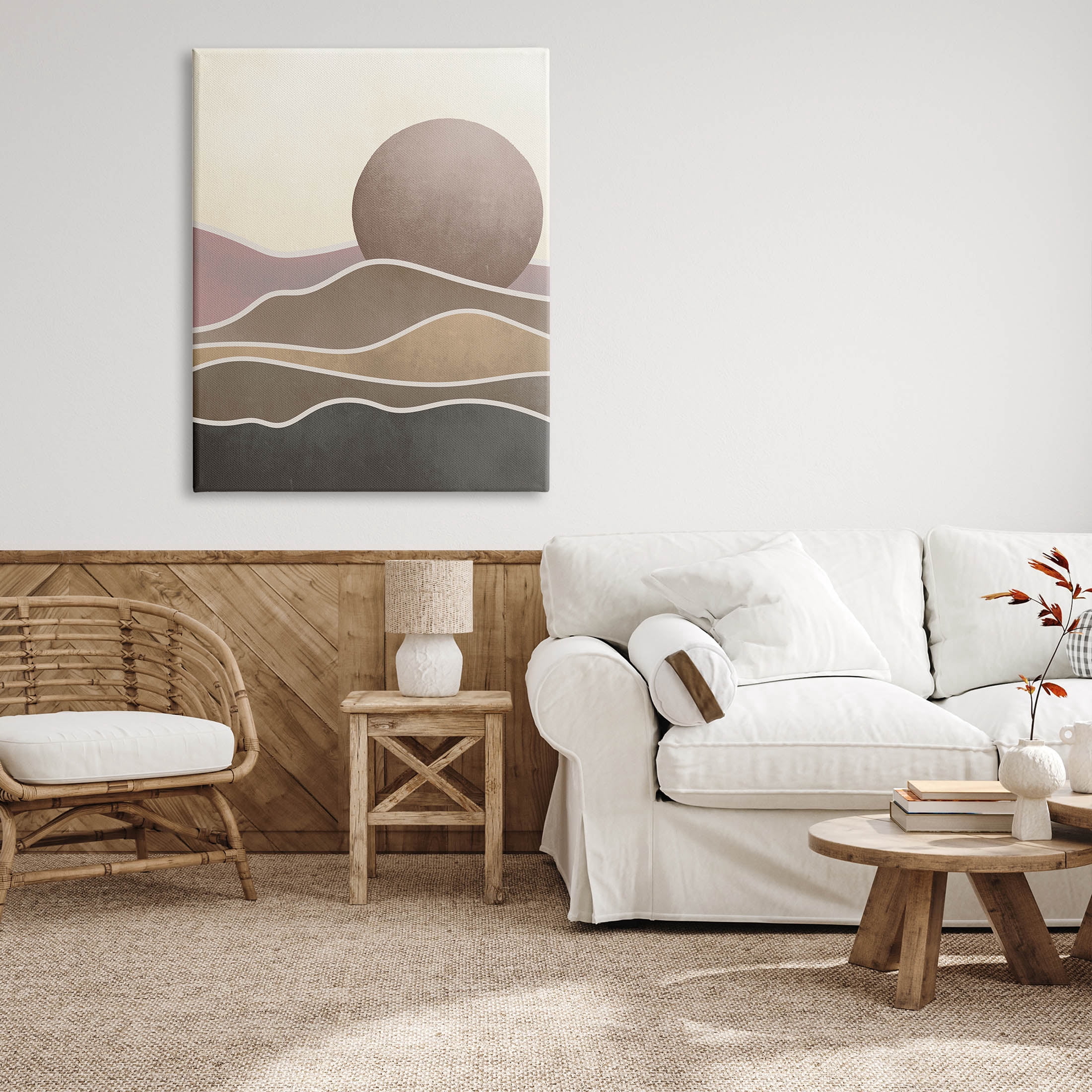 Boho Desert Sun Dunes Modern Landscape Graphic Art Gallery Wrapped Canvas Print Wall Art