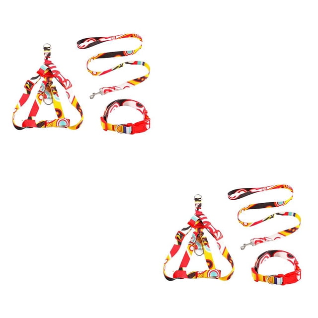 Greeniant 3 unids/set Collar para mascotas correa de aleación de Zinc ajustable medio caminar moda arnés decorativo Animal rojo M 1,5x120 cm Rojo METRO, 1.5x120cm 2piezas Greeniant CBP327576
