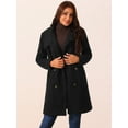 thumbnail image 2 of DARING DIVA Women's Double Breasted Peacoat Collar Jackets with Pockets Black S, 2 of 6