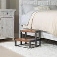 thumbnail image 2 of Linon Benny Sturdy Wood Bed Steps Minimalist Style Iron Frame in Gunmetal Gray, 2 of 16