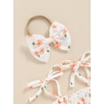 thumbnail image 5 of Argulvti Infant Baby Girl 2Pcs Summer Outfits Cotton Sleeveless Tie Strap Floral Romper with Headband Set, 5 of 7