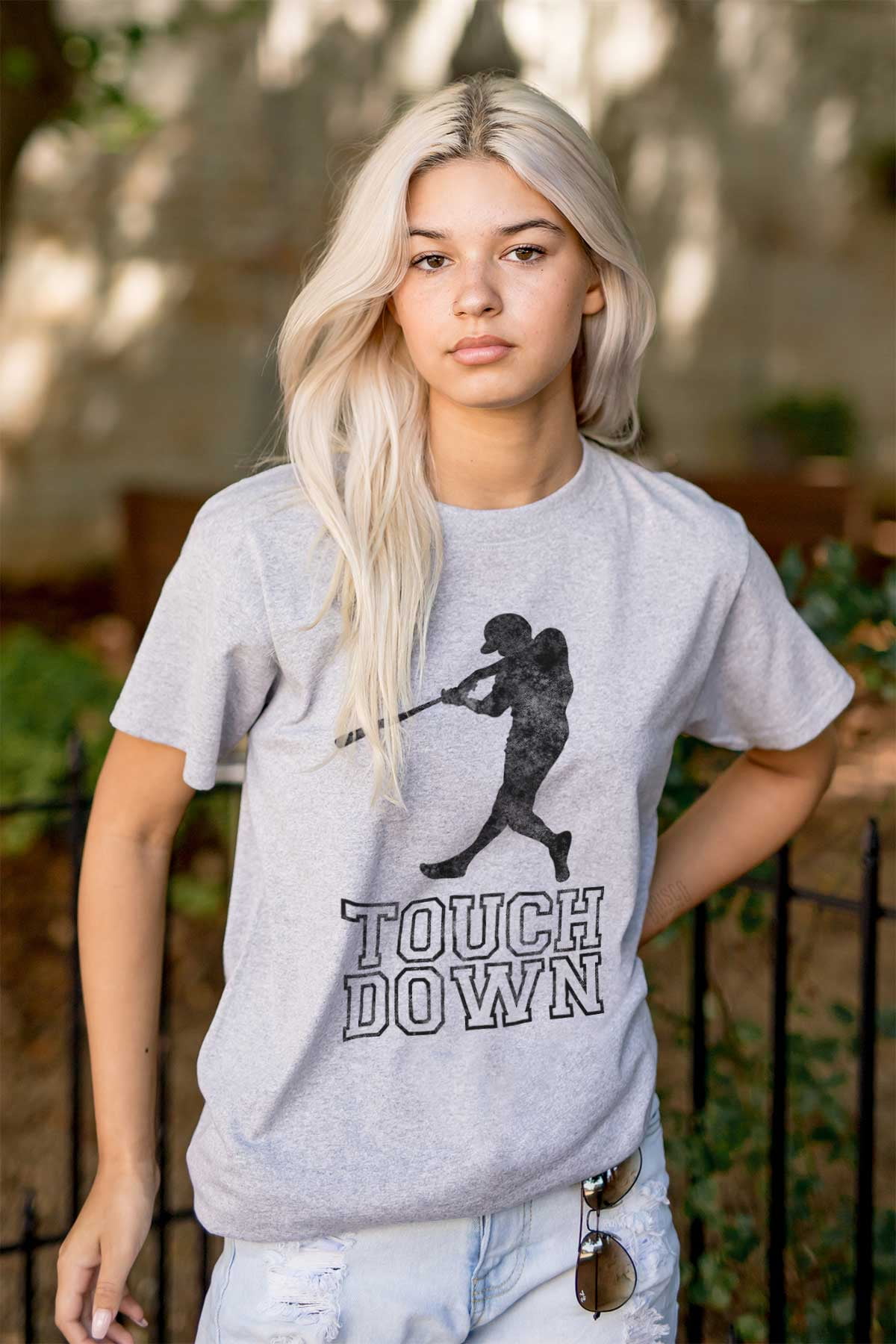 Funny Touch Down Baseball Swing Joke Men's Graphic T Shirt Tees Brisco Brands X