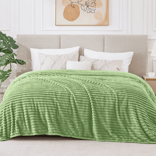 Cobija Tamaño King para Sofá, Sillón, Cama, Cobija de Cama Súper Suave de 230GSM a Rayas Beige para Oficina, Picnic, Viaje, Recámara, Cálida, Acogedora, Ligera, Decoración Del Hogar, Cobija para Toda