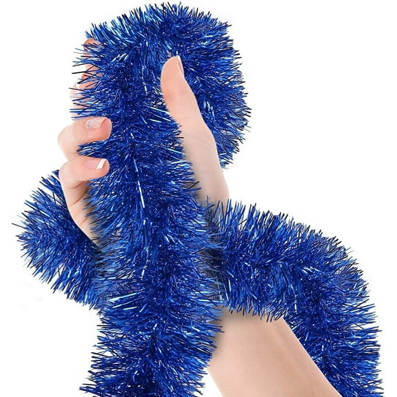 NAMZI 16.4 Feet Christmas Tinsel Garland Metallic Twist Garland Shiny Hanging Garland Ornaments for Christmas Tree Party Supplies Indoor and Outdoor Decoration (Blue)