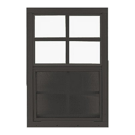Shed Windows and More 12" x 18" Black Flush Mount Aluminum Frame Tempered Glass Window