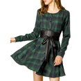 thumbnail image 5 of Allegra K Women's Plaids Print Long Sleeves Belted A-Line Casual Shirt Dress, 5 of 7