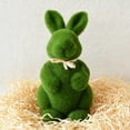 thumbnail image 4 of Green Fuzzy Flocked Bunny Easter Holiday Spring Decor Rabbit Figurines Garden Artificial Animal Moss for Indoor Table Home, Kitchen, Shelf Decorations Furry Covered Rabbit, 4 of 6