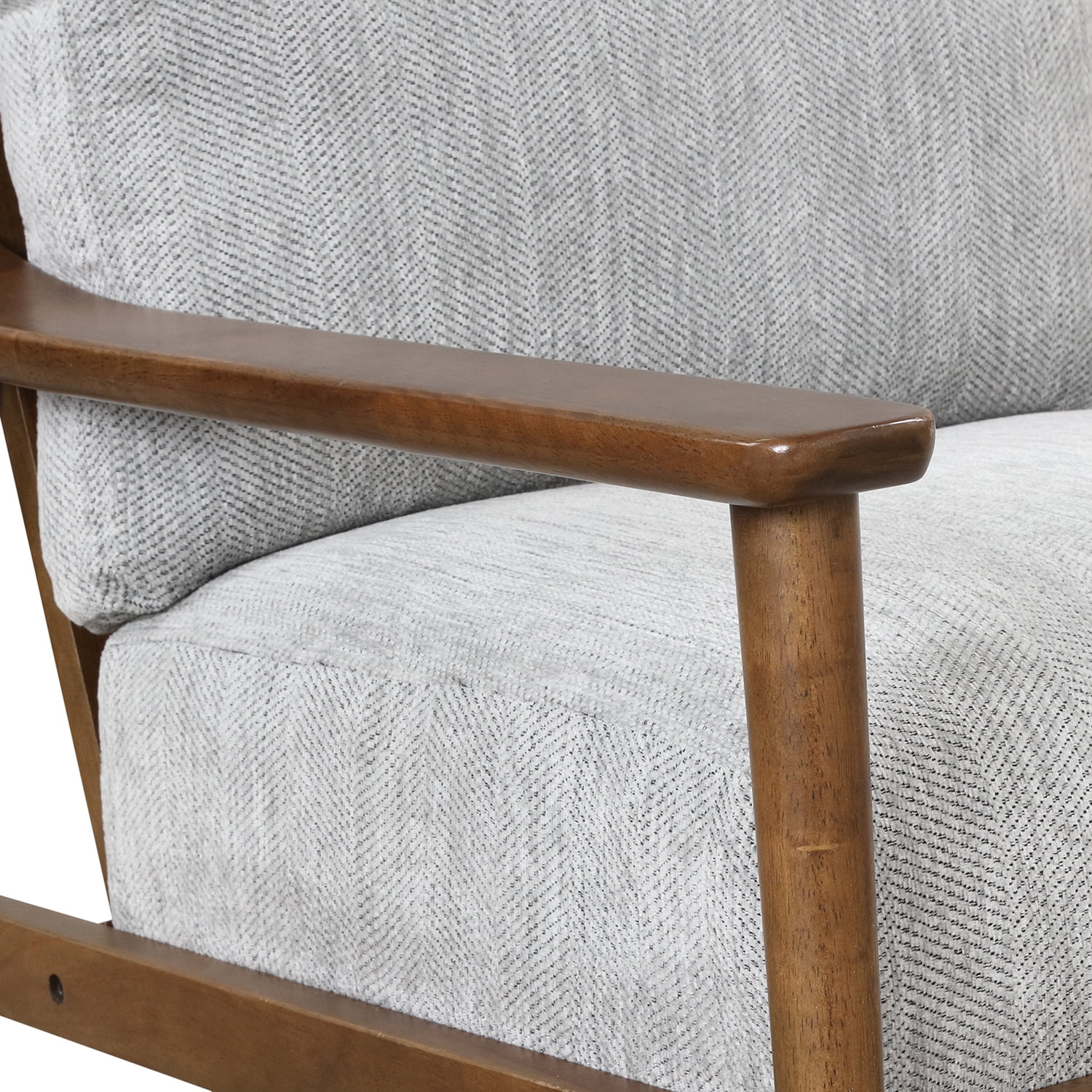 Kadyn Mid Century Modern Chair, Linen Arm Chair with Solid Wood Frame, Thick Pad Upholstered Accent Chair for Living Room, Brown