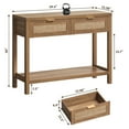 thumbnail image 5 of Surmoby Rattan Console Table with 2 Drawers,Boho Wood Entryway Table Hallway Table with Open Storage Shelf,Narrow Sofa Table for Foyer,Living Room and Corridor(Oak,2PCS), 5 of 10