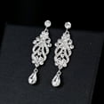 thumbnail image 2 of Opolski Women Simple Shiny Rhinestone Flower Long Dangle Earrings Wedding Bridal Jewelry, 2 of 8