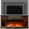 thumbnail image 6 of DreamCurship Fireplace TV Stand for TVs up to 80", Farmhouse TV Stand with Electric Fireplace, Glass Door Entertainment Center with Led Light, Media Console Table for Living Room, Black Brown, 6 of 7