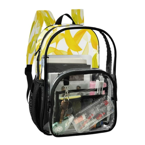PVC Transparent Backpack Stylish & Durable Clear Backpack Perfect for School, Travel and Outings Light Yellow Leaves