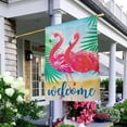 thumbnail image 4 of Seasonal Accents Flamingo House Flags 28 x 40 Double Sided Burlap Watercolor Two Flamingos on the Beach Yard Flags Spring Summer Farmhouse Seasonal Outdoor Flag, 4 of 5