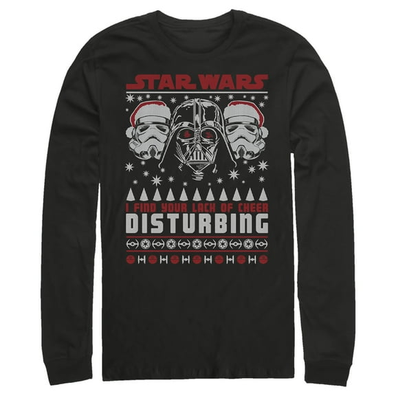 Men's Star Wars Lack of Cheer Ugly Christmas Sweater Long Sleeve Shirt Black X Large