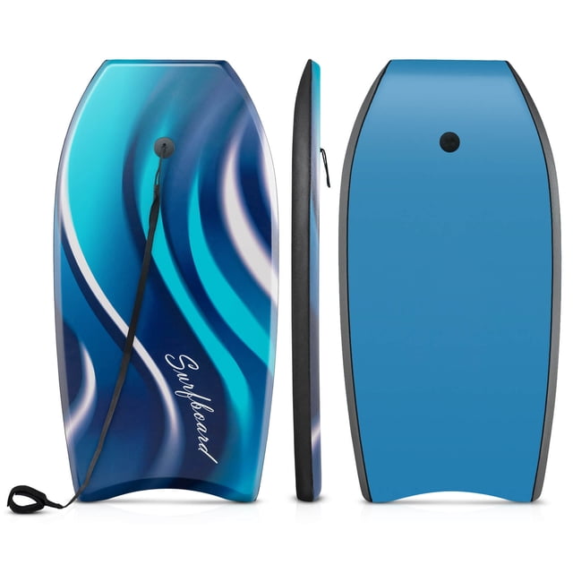 Costway Planche Corporelle Légère de 37 Pouces avec Noyau EPS, Plateau XPE, Fond HDPE, Queue en Croissant, Bleu