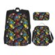 thumbnail image 1 of Disketp Monster Car Mochila Estampada de Gran Capacidad con Lonchera y Estuche, Set de 3 Piezas para Estudiantes, 1 of 7