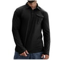 thumbnail image 1 of pstuiky camisetas de manga larga para hombre, Camisa de manga larga de color liso con bolsillo y cuello para hombre Tops de hombre m, 1 of 5