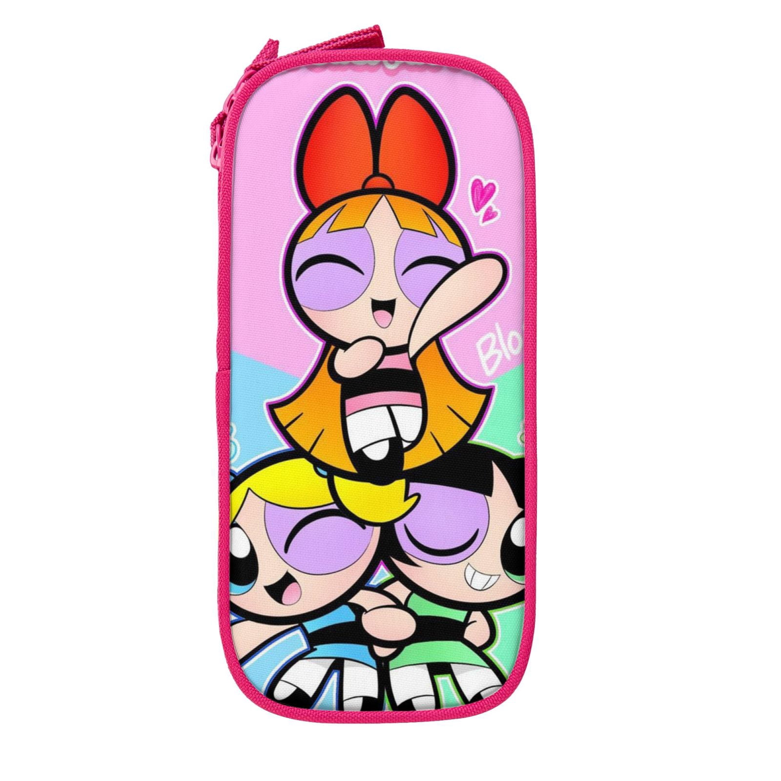 The Powerpuff Gi-rls Pencil Case Large Capacity Pencil Pouch Penbag Office Stationery Organizer Travel Makeup Bag Pink