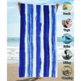 thumbnail image 3 of Toalla de playa de microfibra, ligera, de secado rápido, absorbente, compacta, suave, para piscina, viajes, para una experiencia de viaje inolvidable (azul a rayas, 180 x 90 cm), 3 of 5