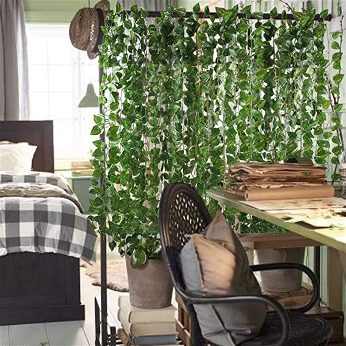12 Pack Artificial Ivy Leaf Plants Fake Hanging Garland Vines Foliage Home Decor 