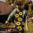 thumbnail image 4 of Black Sunflower Gray Petal Pattern Apron-Garden Aprons for Women with Pockets-Cotton Linen Waterproof Kitchen Cooking Gardening Aprons Adjustable for Kitchen,Cooking,BBQ and Salon 33x27 Inch, 4 of 7