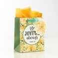thumbnail image 3 of Yellow Floral Gift Bag w/Tissue Paper Be Joyful Always 1 Thes. 5:16, Extra Small, 3 of 4
