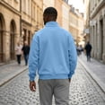 thumbnail image 5 of Mens Zip Up Sweatshirt Mock Neck Track Jacket Lightweight Fleece Full Zip No Hood Athletic Casual Long Sleeve shirts with Pocket Light Blue XXXL, 5 of 6