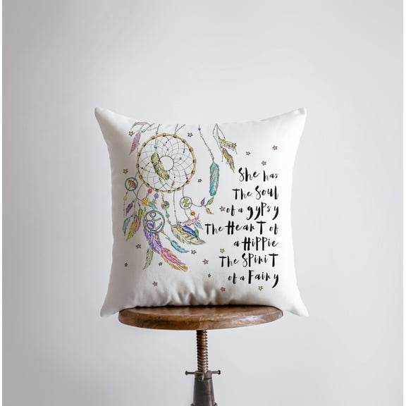 Dream Catcher | Pillow Cover | Throw Pillow | Boho Pillow | Home Decor | Spirit of Fairy | Famous Quotes | Motivational Quotes | Room Decor