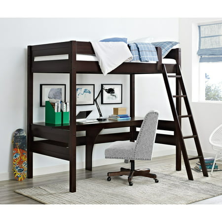 Dorel Living Harlan Twin Wood Loft Bed with Desk, Multiple